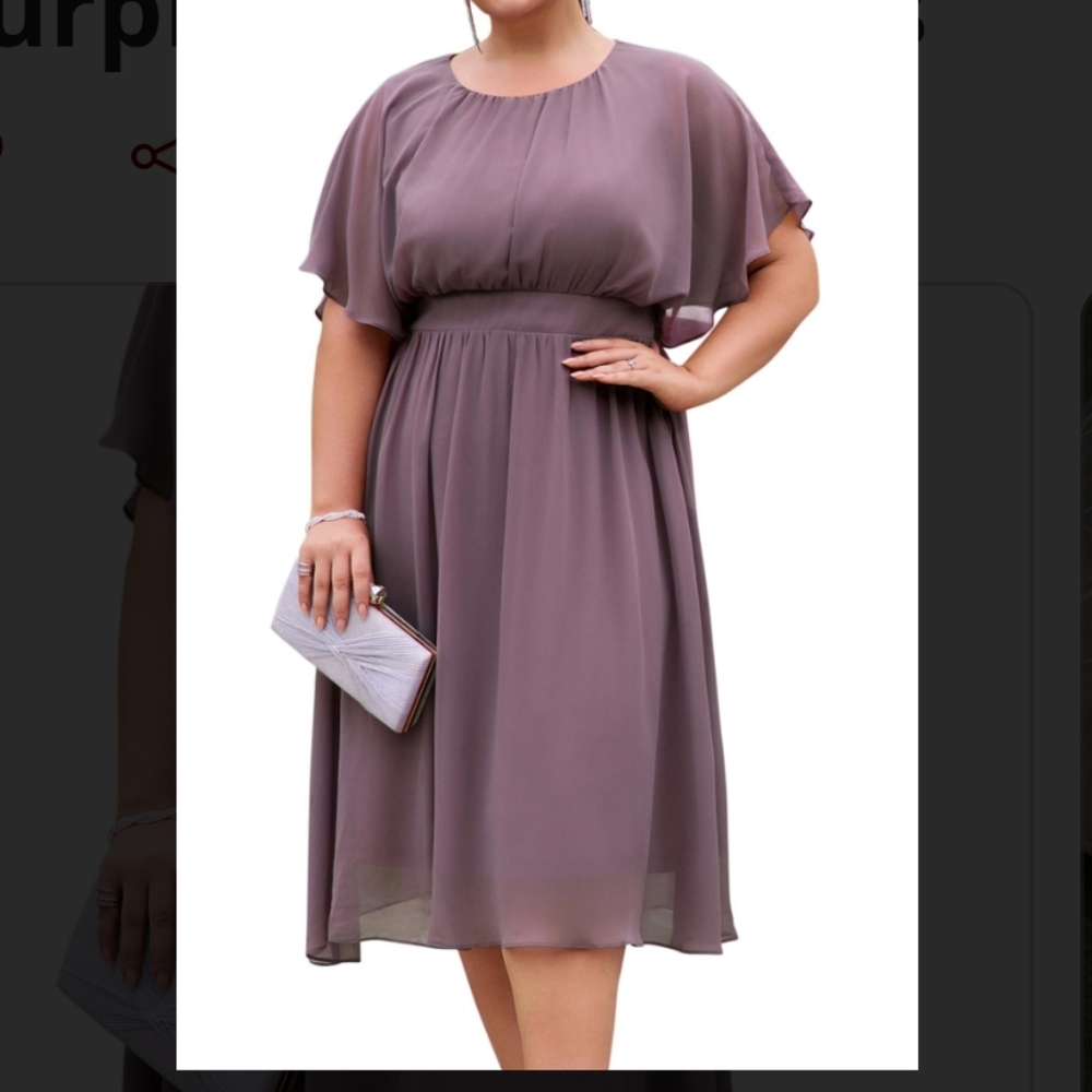 Hannah Nikole Women's Plus Size Dress Size 18 Empire Waist Chiffon Purple Gray